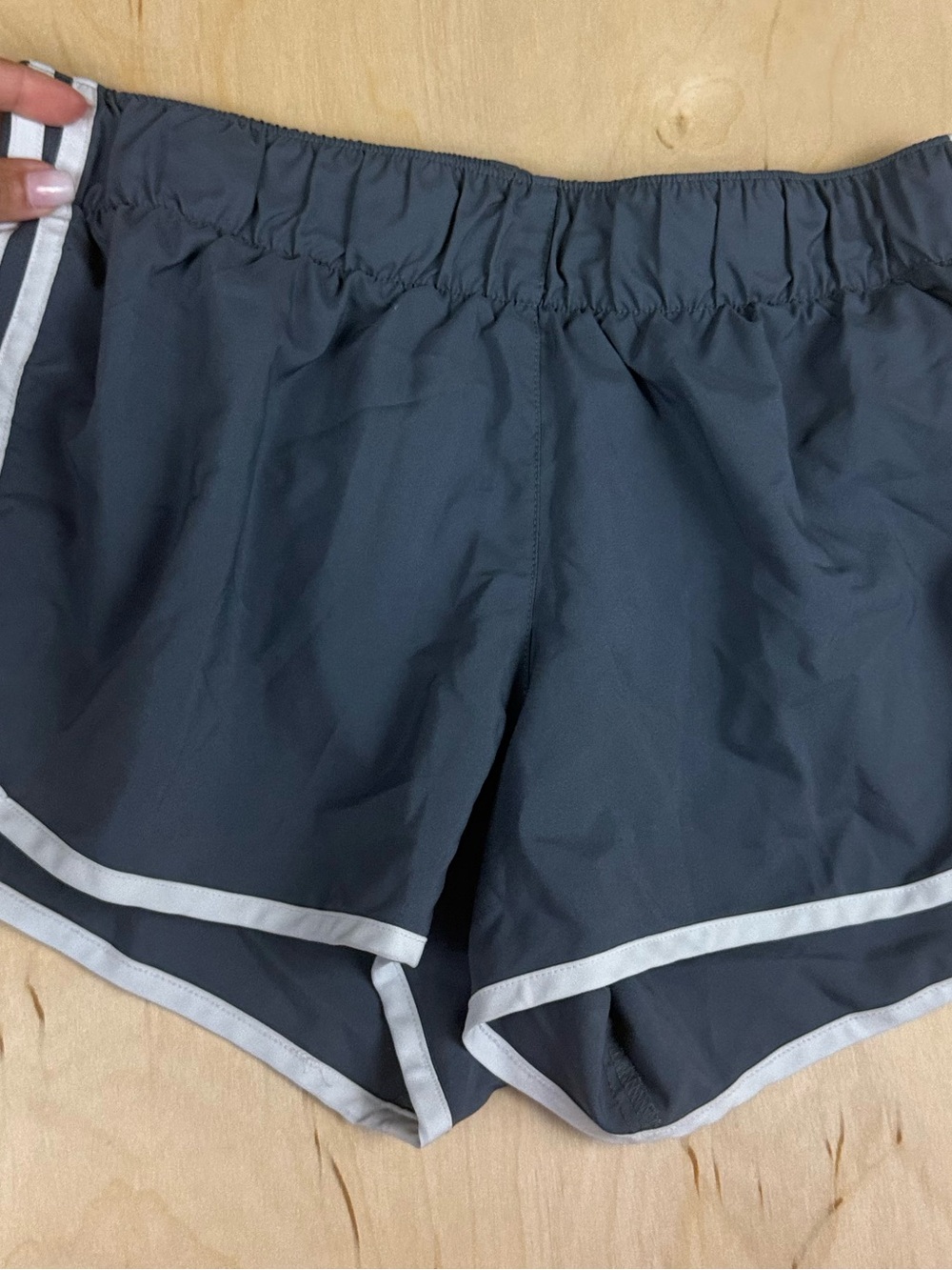 adidas Dark Gray Athletic Shorts with White Trim